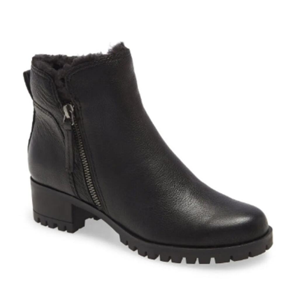 Treasure & Bond Paisley Leather Water Resistant Ankle Biker Boots Black Women 7M